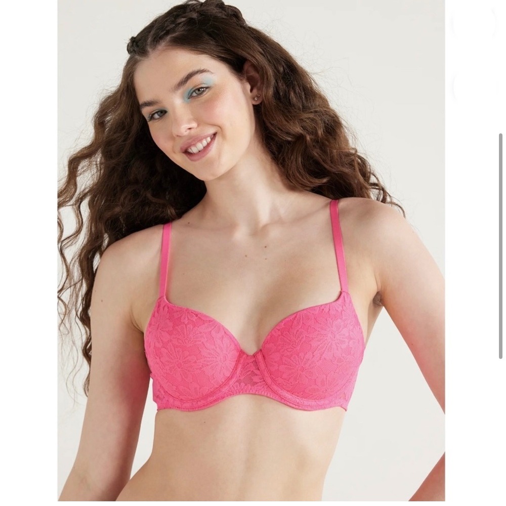 No Boundaries Lace Balconette Bra – Electric‎ Pink – 40C – NWT